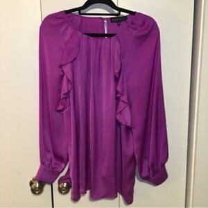 Eloquii Fuchsia Ruffle Blouse Size 18 Used Condition